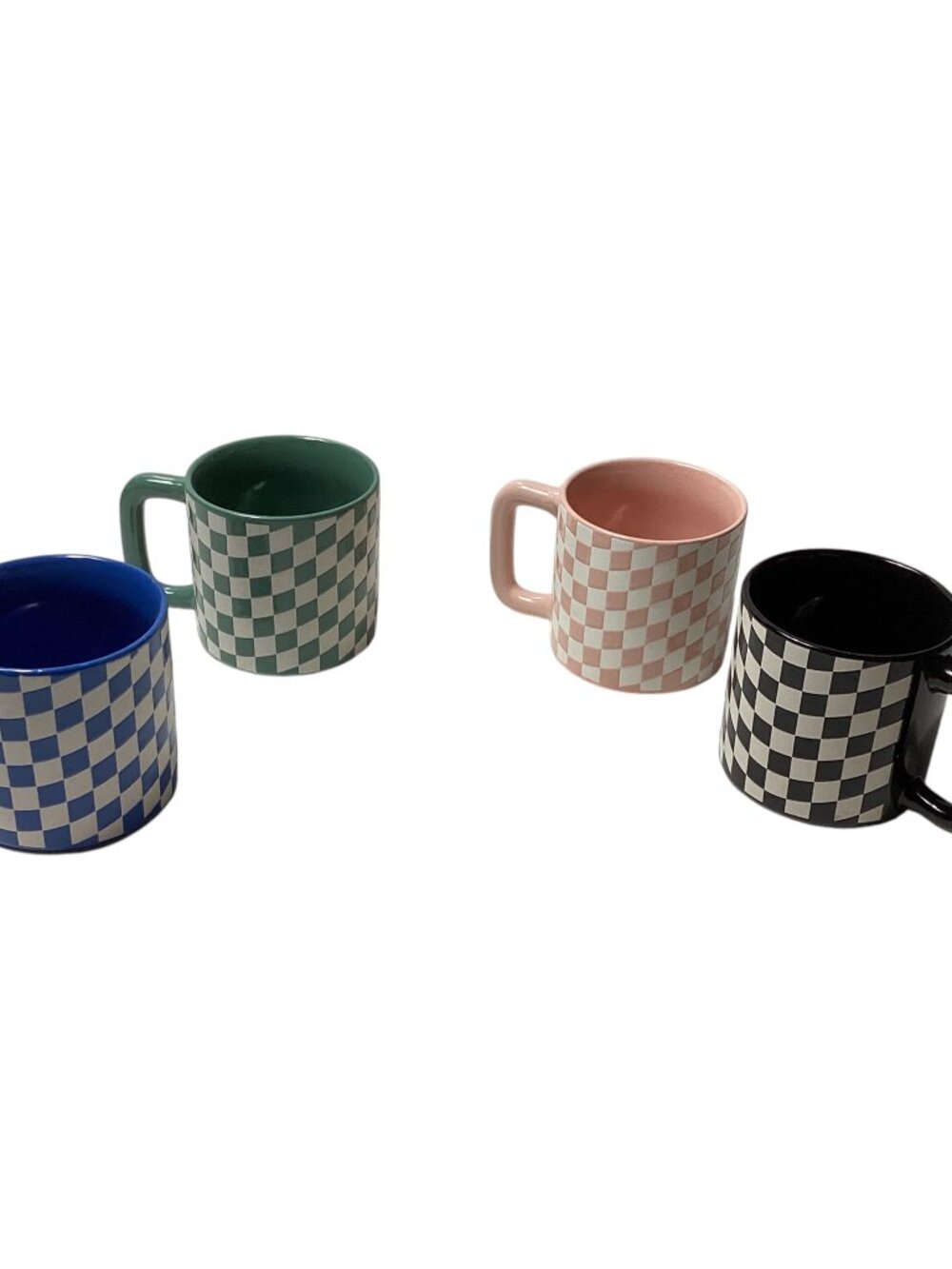 Mainstays 4-Pack 16 oz Multicolor Checkered Ceramic Coffee Mug Set
